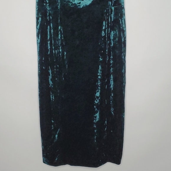 Maggy London Crushed Velvet Midi Dress Size 10 Green Stretch Velour Party - Picture 6 of 15